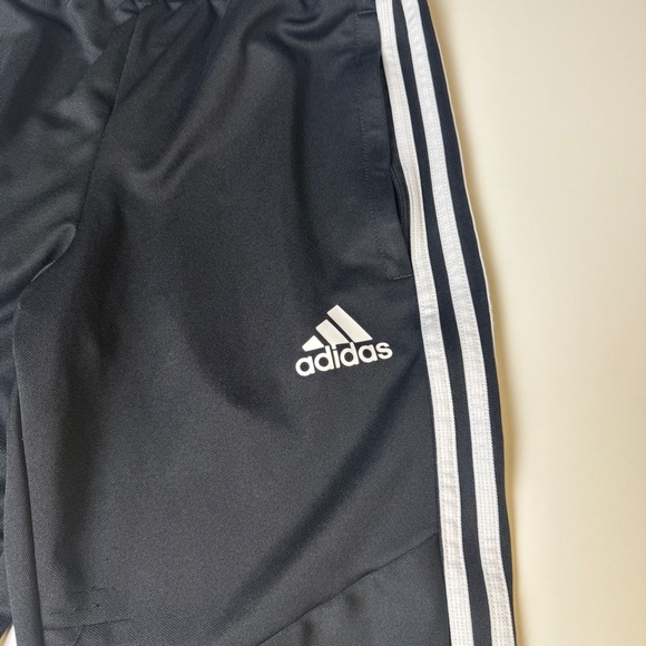 Adidas Joggers Kids XS Black White Signature Stripes Athletic Pants - Picture 1 of 4